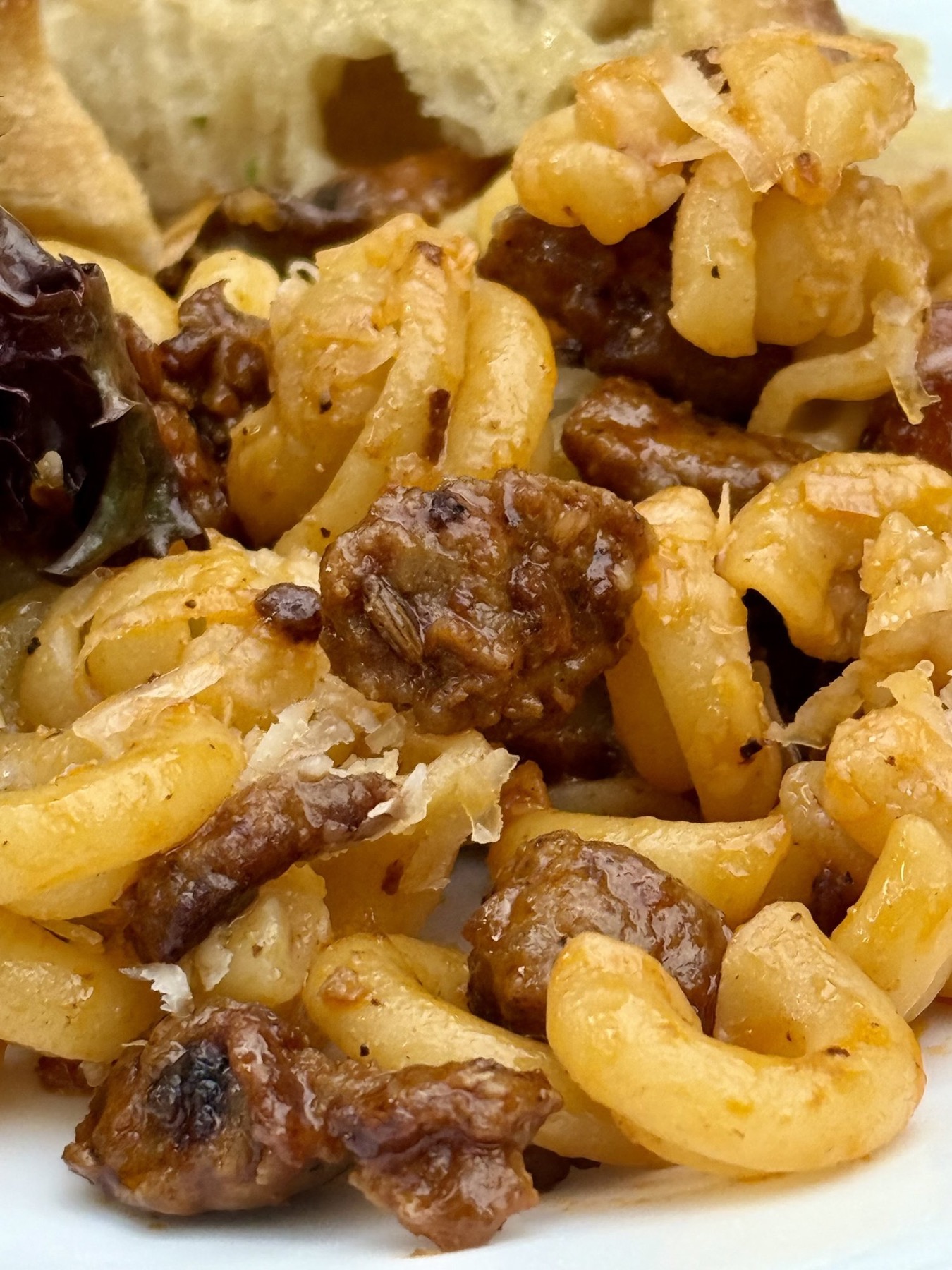 Oyster mushroom, sausage, fennel, and honey pasta
